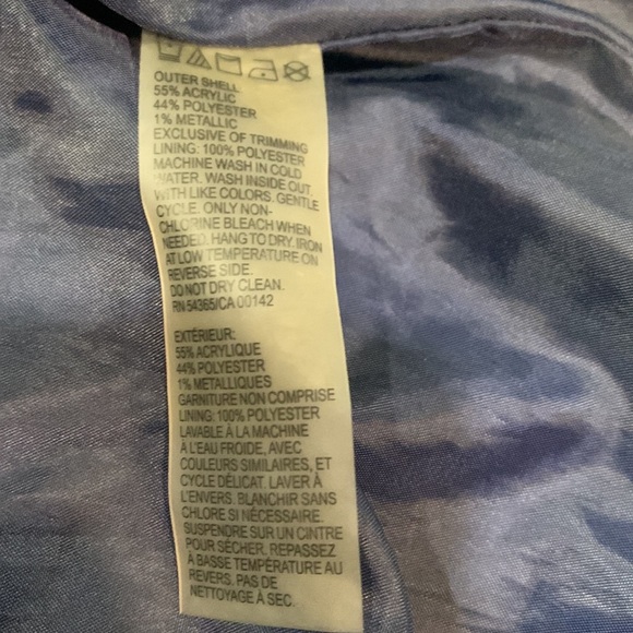 TanJay zip up sweater/jacket  size 18, blue/white with silver specs, 2 pockets - Picture 5 of 14